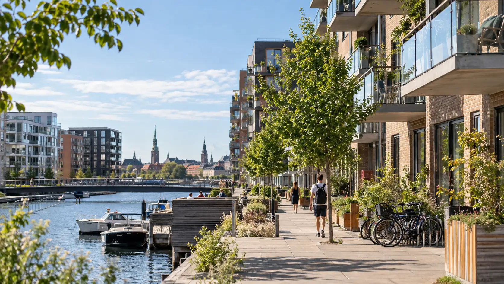 By billede med boliger ved siden af kanal