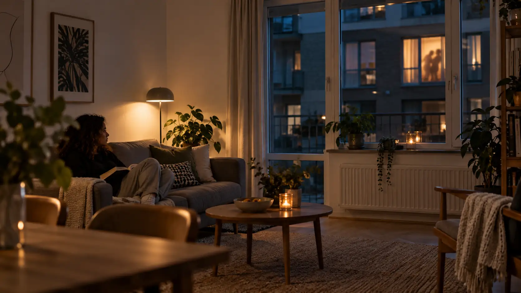 Kvinde ser et par lave larm om aften